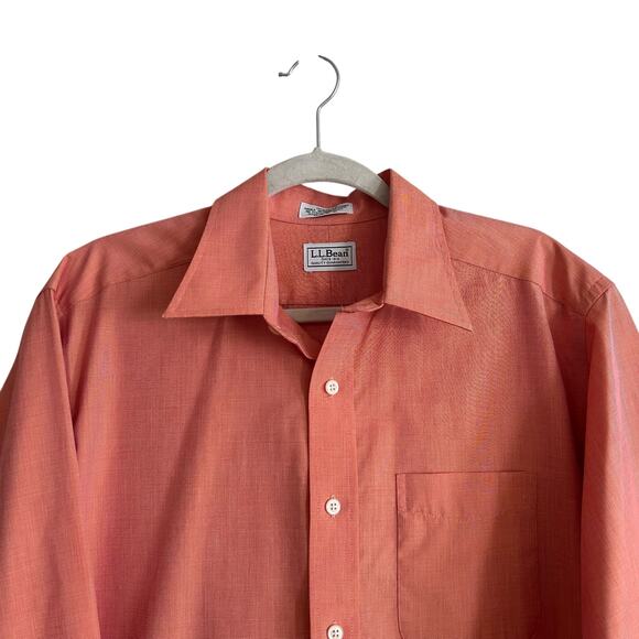 Vintage LL Bean Cotton Salmon Button Down Shirt Mens 15-35 - Picture 5 of 16
